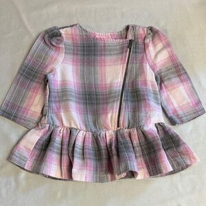 Calvin Klein - LIKE NEW Kids Plaid Peplum Blouse/dress - Pink and Gray